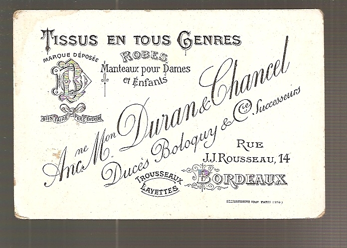 CHROMOS - Duces Bologuy Cie Tissus BORDEAUX -pasteques - Otros & Sin Clasificación