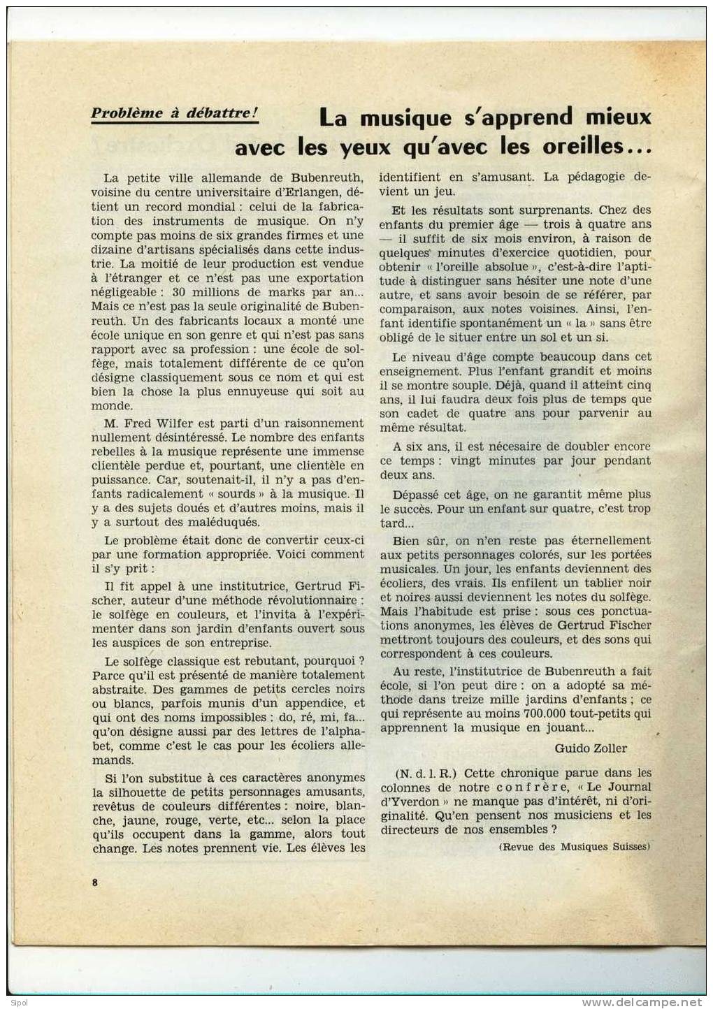 Musique Pour Tous Bulletin Mensuel Pour La Propagation De La Musique N°1 -1966 - Música