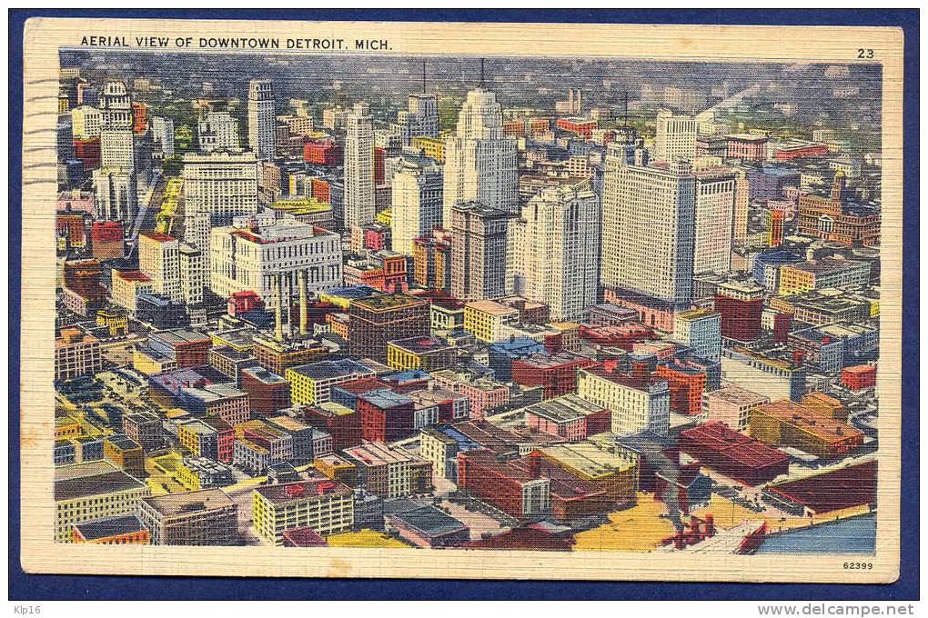 AERIAL VIEW OF DOWNTOWN DETROIT,OLD PC 1938 - Andere & Zonder Classificatie