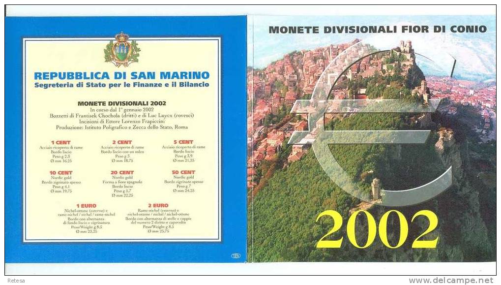 SAN MARINO 1ste SET 2002 BU IN ORIGINELE VERPAKKING GEZOCHTE SET - San Marino