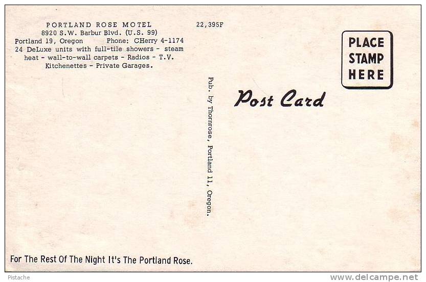 Portland Rose Motel - Oregon - 1950s - Neuve - Unused - 2 Scans - Portland