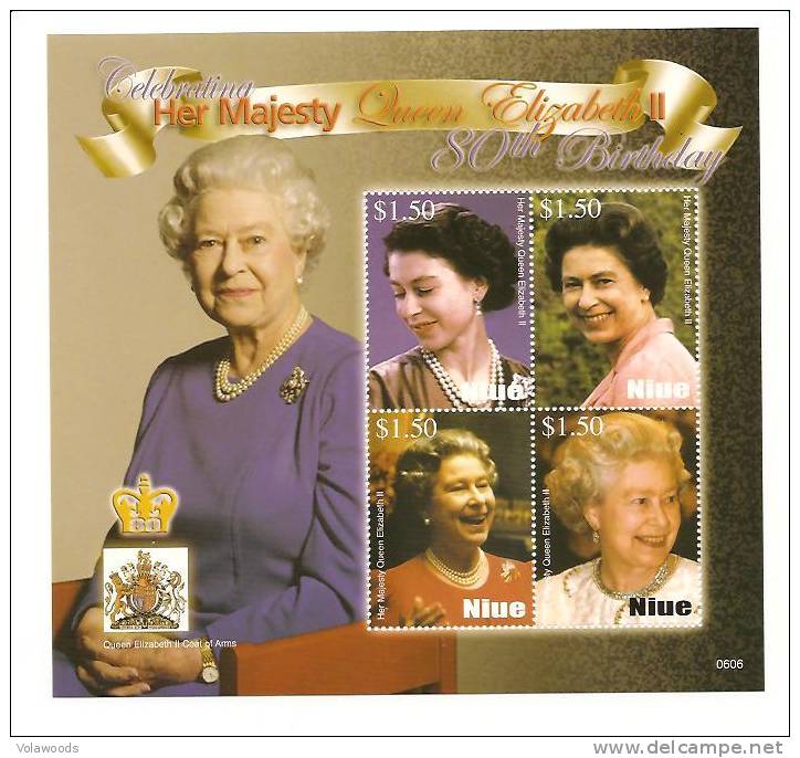 Niue - Foglietto Nuovo: 80° Compleanno Della Regina Elisabetta II° - Niue