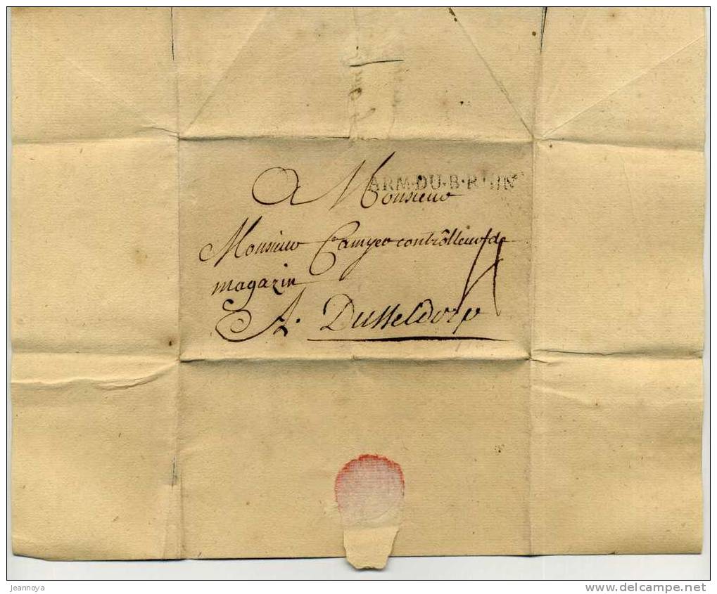 "ARM*DU*B*RHIN" GUERRE DE 7 ANS, D'AVESEL LE 11/4/1738, POUR DUSSELDORF, TAXE "4" MANUS - TB - Army Postmarks (before 1900)