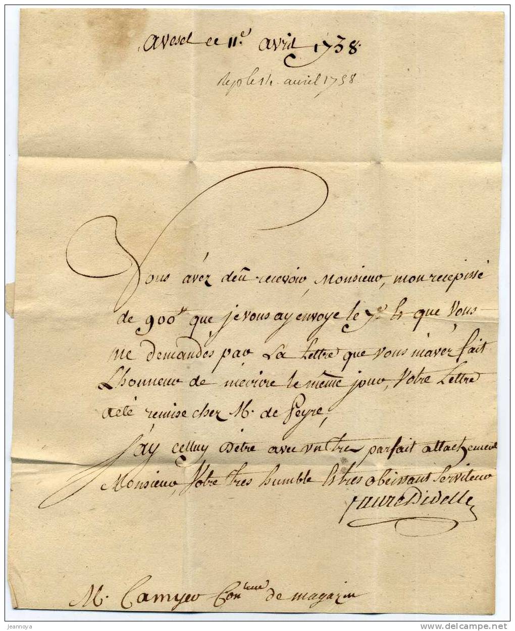 "ARM*DU*B*RHIN" GUERRE DE 7 ANS, D'AVESEL LE 11/4/1738, POUR DUSSELDORF, TAXE "4" MANUS - TB - Sellos De La Armada (antes De 1900)