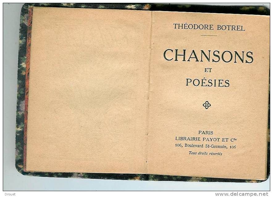 THEODORE BOTREL -  CHANSONS ET POESIES - Autores Franceses