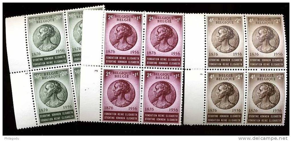 1956   4 X Reine Elisabeth 991/993**  N° De Planche Cote 10E X 4   Postfris - ....-1960