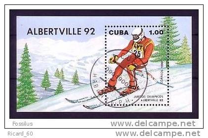 Bloc Oblitéré De Cuba, Jeux Olympiques D'albertville, Ski, 1992 - Winter 1992: Albertville