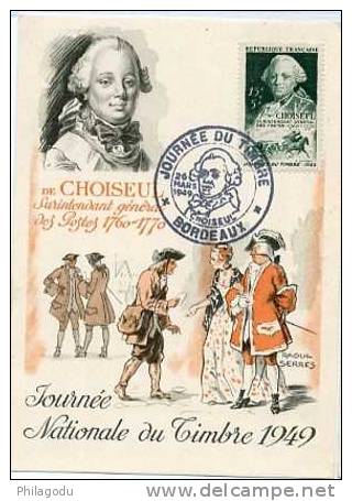 PREMIER JOUR Journée Du Timbre 1949   Choiseul     Cote 25E - Brieven En Documenten