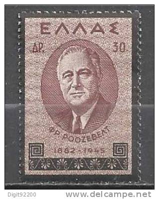 1 W Valeur Unused, Non Oblitérée - GRÈCE - YT 518 * 1945 - ROOSEVELT - N° 678-12 - Neufs