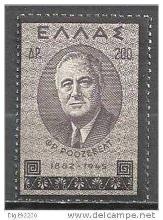 1 W Valeur Unused, Non Oblitérée - GRÈCE - YT 520 * 1945 - ROOSEVELT - N° 678-13 - Unused Stamps