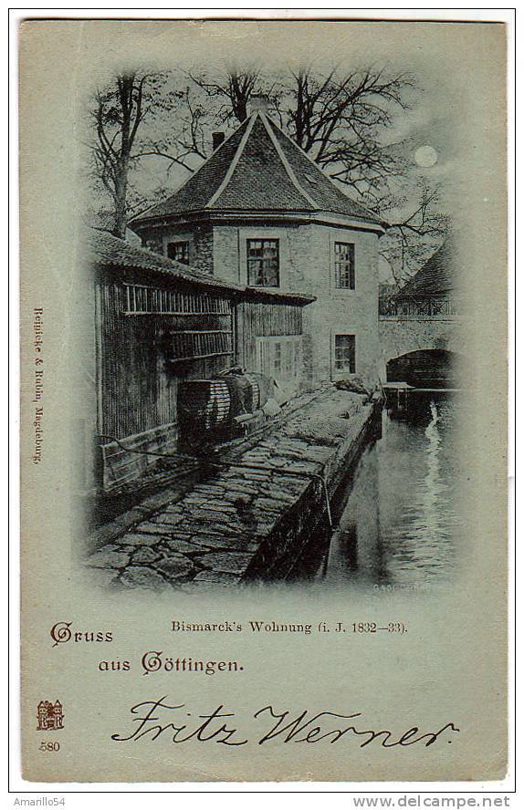 RAR Mondschein AK Göttingen - Bismark's Wohnung 1898 - Goettingen