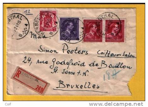 691+693+713 Op Aangetekende Brief Met Stempel  HERBESTHAL  (Oostkanton - Canton De L´est) - 1936-1957 Offener Kragen