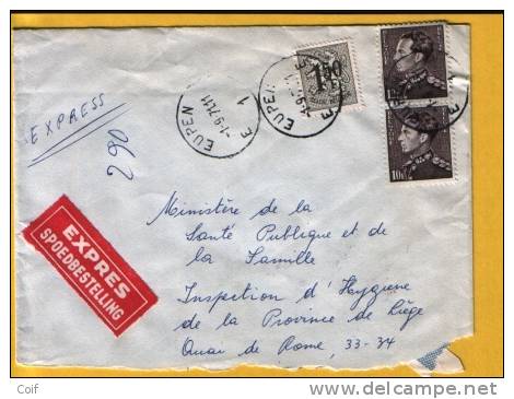 848A+1518 Op EXPRES Brief Met Stempel  EUPEN  (Oostkanton - Canton De L´est) - 1936-51 Poortman