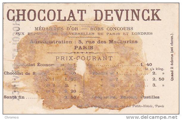 Chromo Pour Chocolat Devinck, à La Pêche, Pecheur, Bateau - Autres & Non Classés