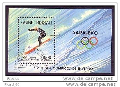 Bloc Oblitéré De Guinée Bissau, Jeux Olympiques De Sarajevo, Ski Alpin, 1984 - Winter 1984: Sarajevo