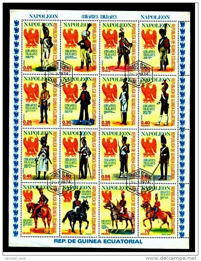Guinea Ecuatorial - Bogen Napoleon - 16 Briefmarken  Gestempelt 1974 - Guinea (1958-...)