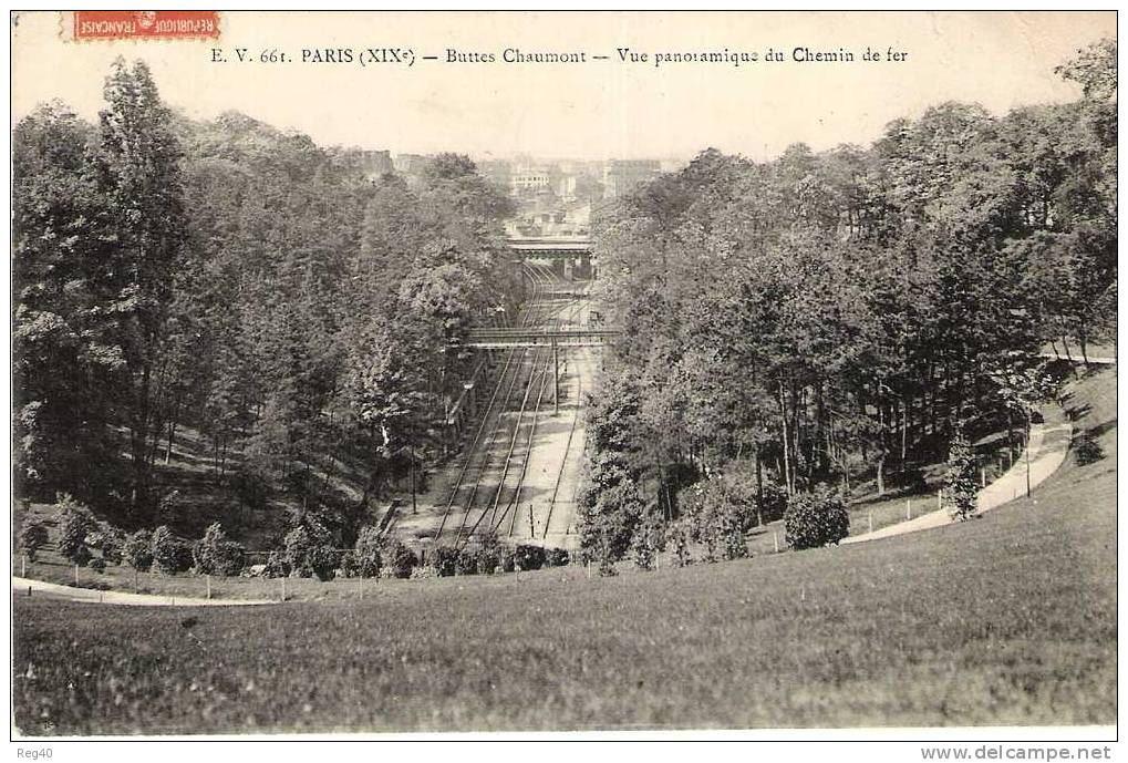 D75 - PARIS  (XIXe) - Buttes Chaumont  -  Vue Panoramique Du Chemin De Fer - Arrondissement: 19