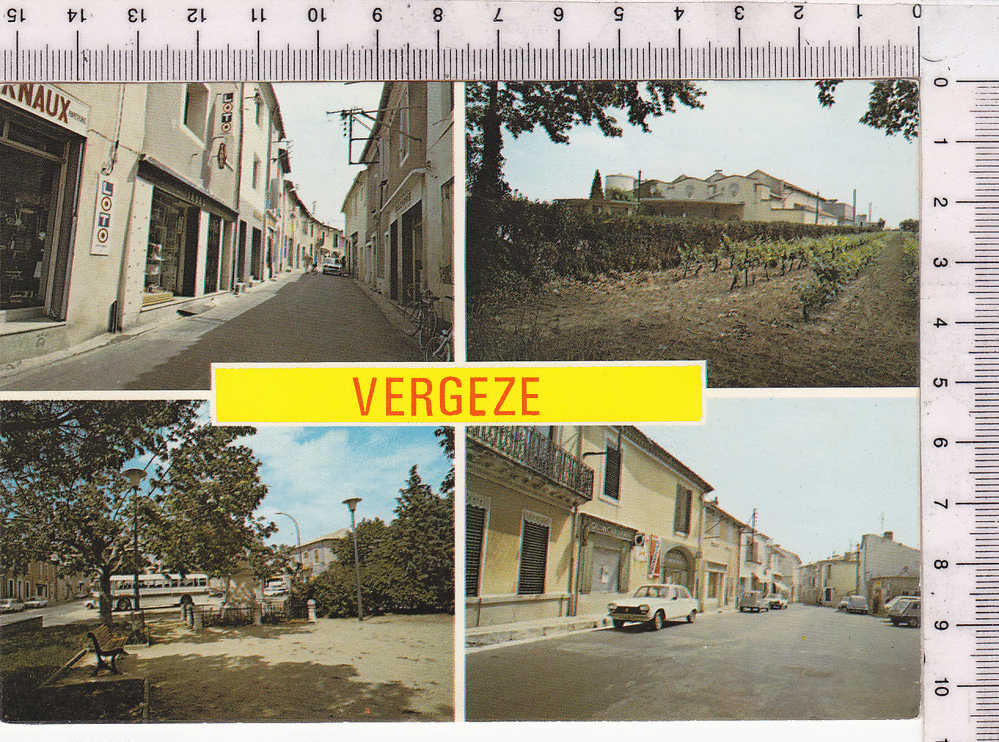 VERGEZE  - 4 Vues  : Rue Basse - Cave Coopérative - Place De La Mairie - Jardin De La République - N°  6606 - Vergèze