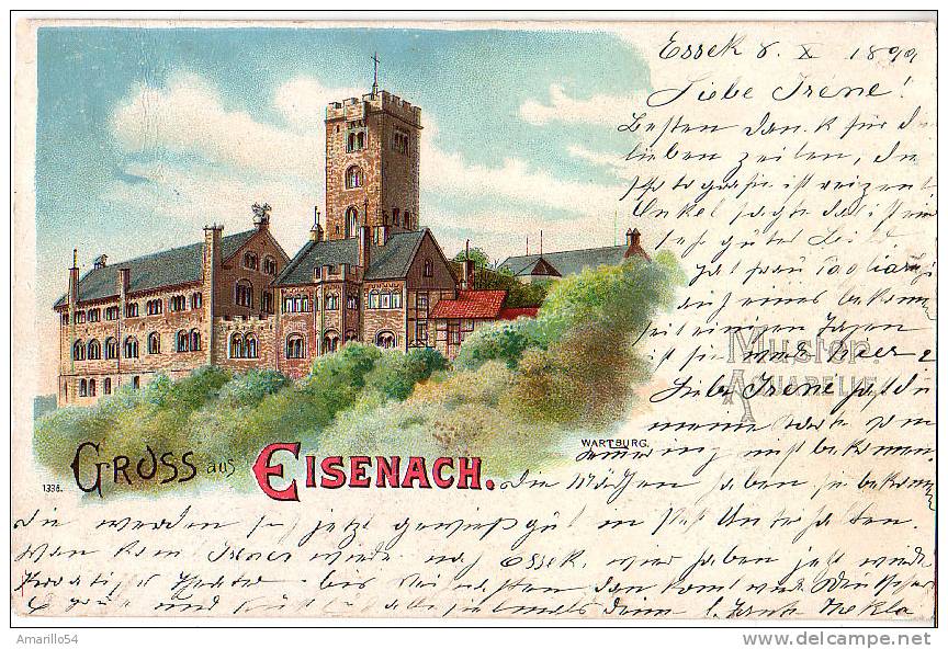 RAR Litho Gruss Aus Eisenach Wartburg 1899 ! - Eisenach