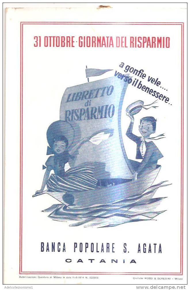 45079)calendarietto In Cartone Serie Giornata Del Risparmio - Grossformat : 1941-60