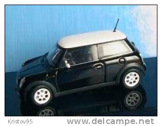 BMW MINI COOPER BLACK AUTOART 54825 1/43 WHITE ROOF NEW - AutoArt