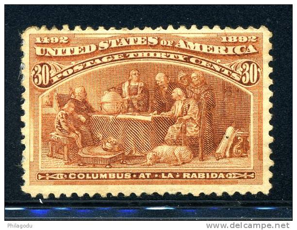 1893  30 C. Columbus 90*   Gomme Originale  Avec Adhérence Papier   Cote 275 Euros  Mappemonde Sur La Table - Unused Stamps