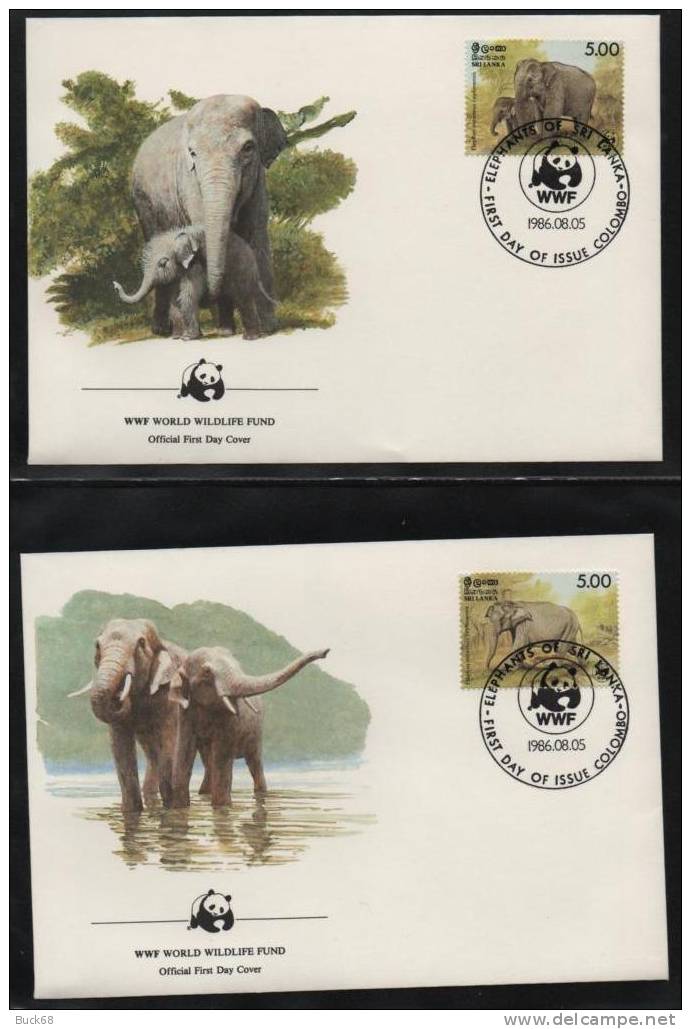 SRI LANKA / Superbe Lot WWF 4 Cartes Postales + 4 Enveloppes : ELEPHANT ELEFANT ELEFANTE - Elefanten