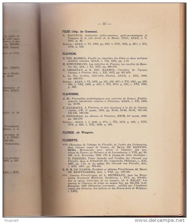 BROUETTE (Emile) - Topo-bibliographie De La Province De Namur. Namur, Servais, 1947, N°446, 158 Pp., Tiré à 500 Exempl. - Ohne Zuordnung