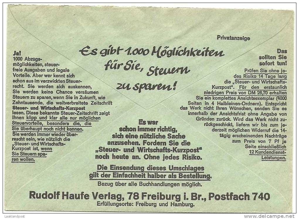 Germany Gyrocover Free Postage Illustrated Reclame Sparen Assurancy Meter Stellen Sie Vor Der Abreise  1967 - Sonstige & Ohne Zuordnung