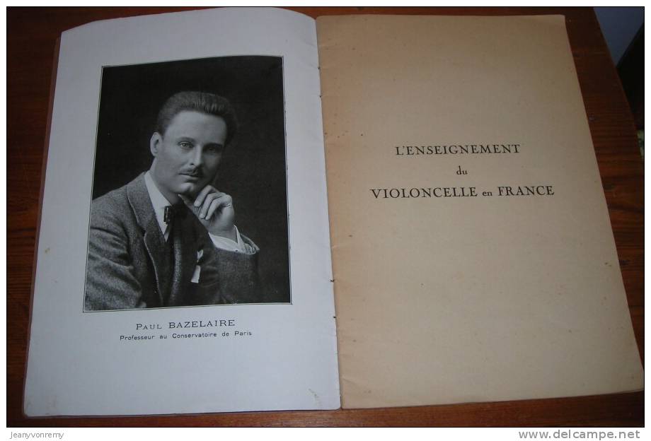 L'enseignement Du Violoncelle En France - Par Paul Bazelaire - 1928. - Música