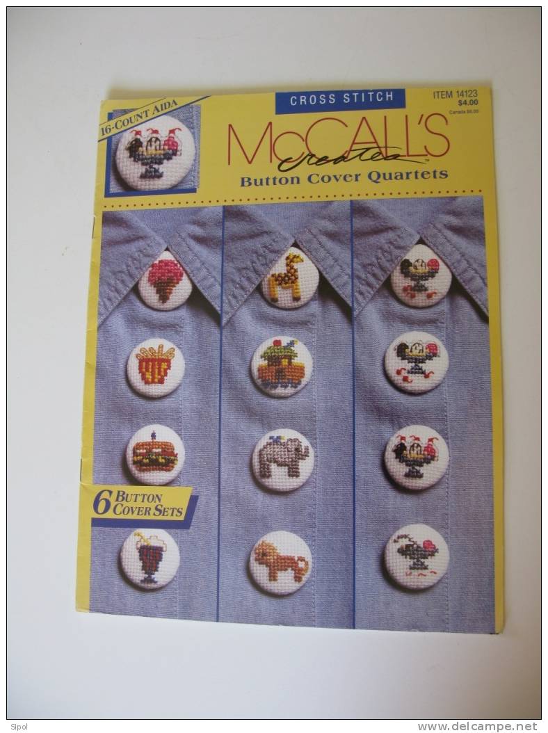 McCalls Modèle Pour Broder Et Recouvrir 16 Boutons Différents Grille + Explications En Anglais - Punto Croce