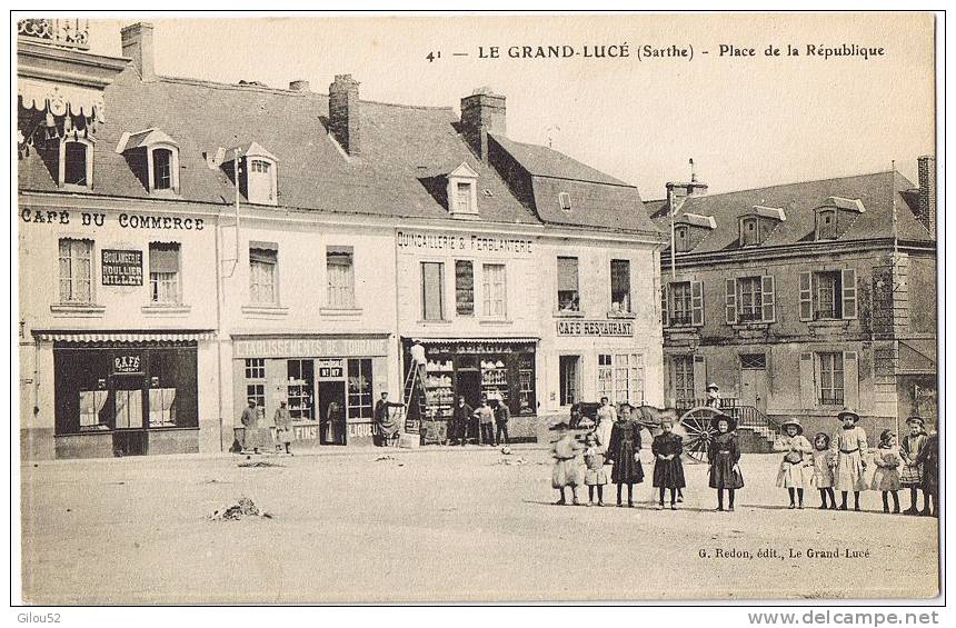 --72 -- Le Grand Lucé -- Place De La Républisue- Café Du Commerce- Boulangerie Roullier ... - Le Grand Luce