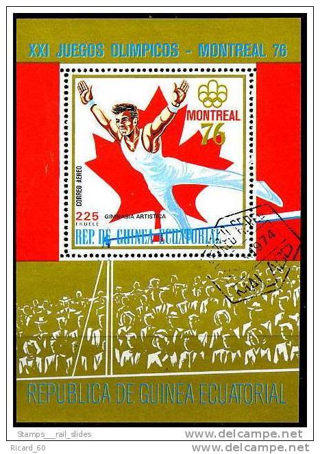 Bloc Corée De Guinée équatoriale: Jeux Olympiques De Montréal, Gymnastique Artistique, Feuille D'érable, 1976 - Verano 1976: Montréal