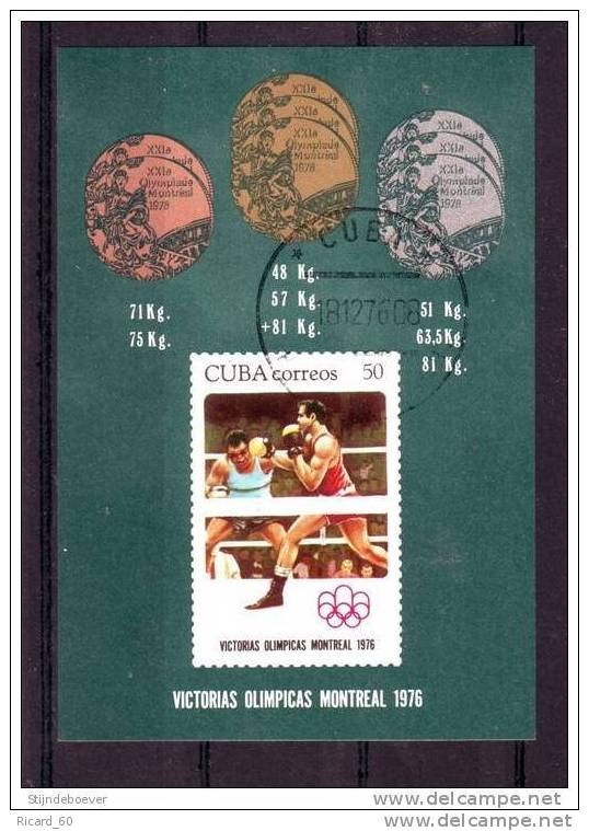 Bloc De Cuba Oblitéré , Jeux Olympiques De Monréal , Boxe - Verano 1976: Montréal