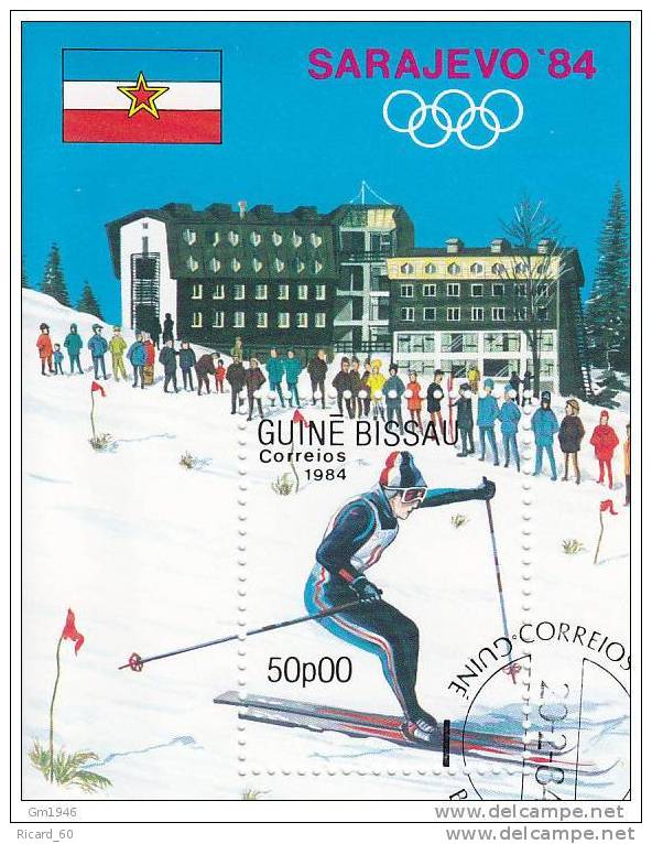 Bloc Oblitéré De Guinée Bissau, Jeux Olympiques De Sarajevo, Ski Alpin, 1984 - Hiver 1984: Sarajevo