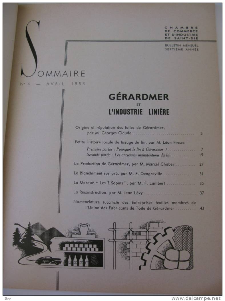 Les Hautes Vosges Economiques  Chambre De Commerce Et D Industrie De St Dié  Avril 1953 Gerardmer Et Le Textile - Lorraine - Vosges