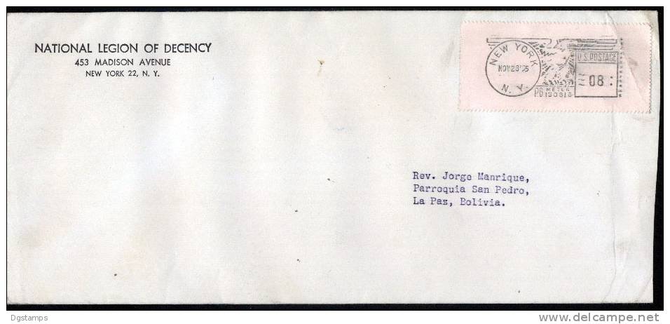 Estados Unidos 1955 Cover National Legion Of Decency To Bolivia.  ATM Aigle. 2 Scan - Poststempel