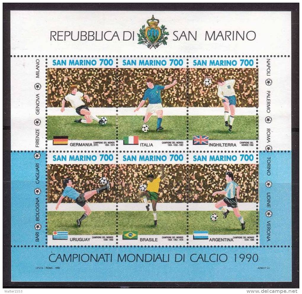 SAN MARINO 1990 FOGLIETTO MONDIALI DI CALCIO ** MNH - Ongebruikt