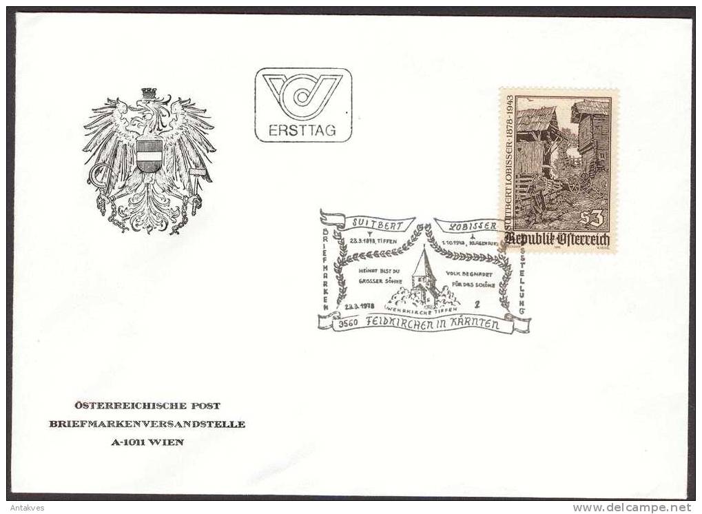 Austria Osterreich 1978 Suitbert Lobisser FDC - Cartas & Documentos