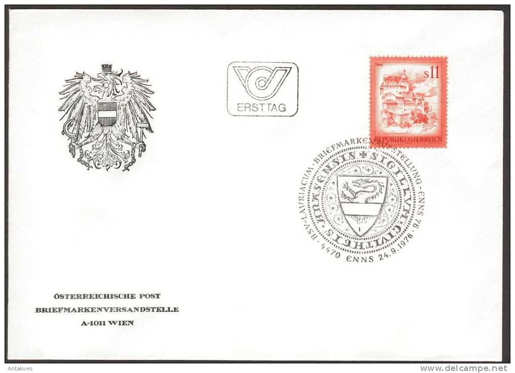 Austria Osterreich 1976 Enns FDC - Briefe U. Dokumente