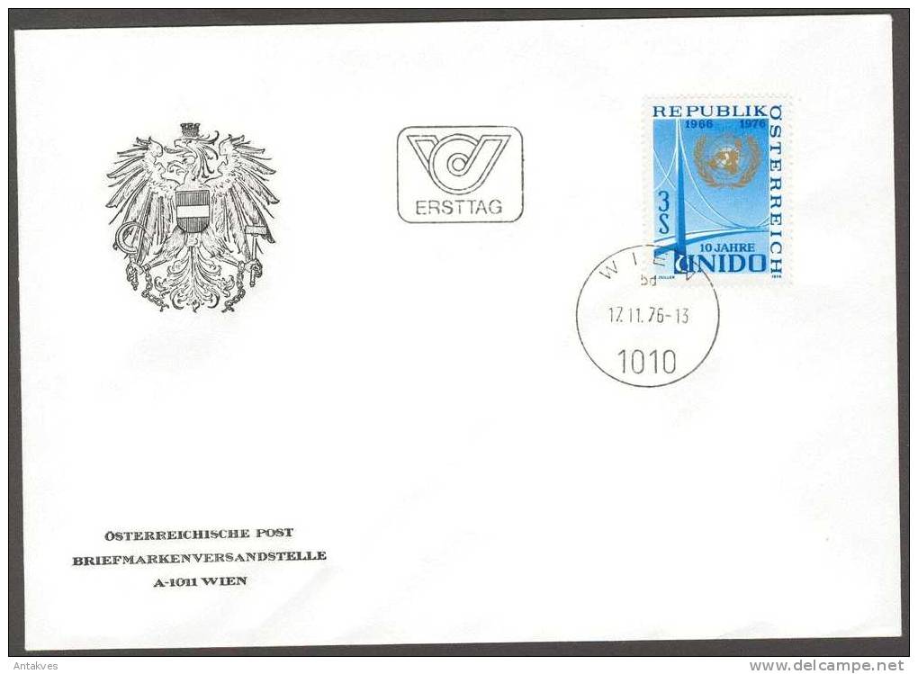 Austria Osterreich 1976 10 Jahre UNIDO FDC - Brieven En Documenten