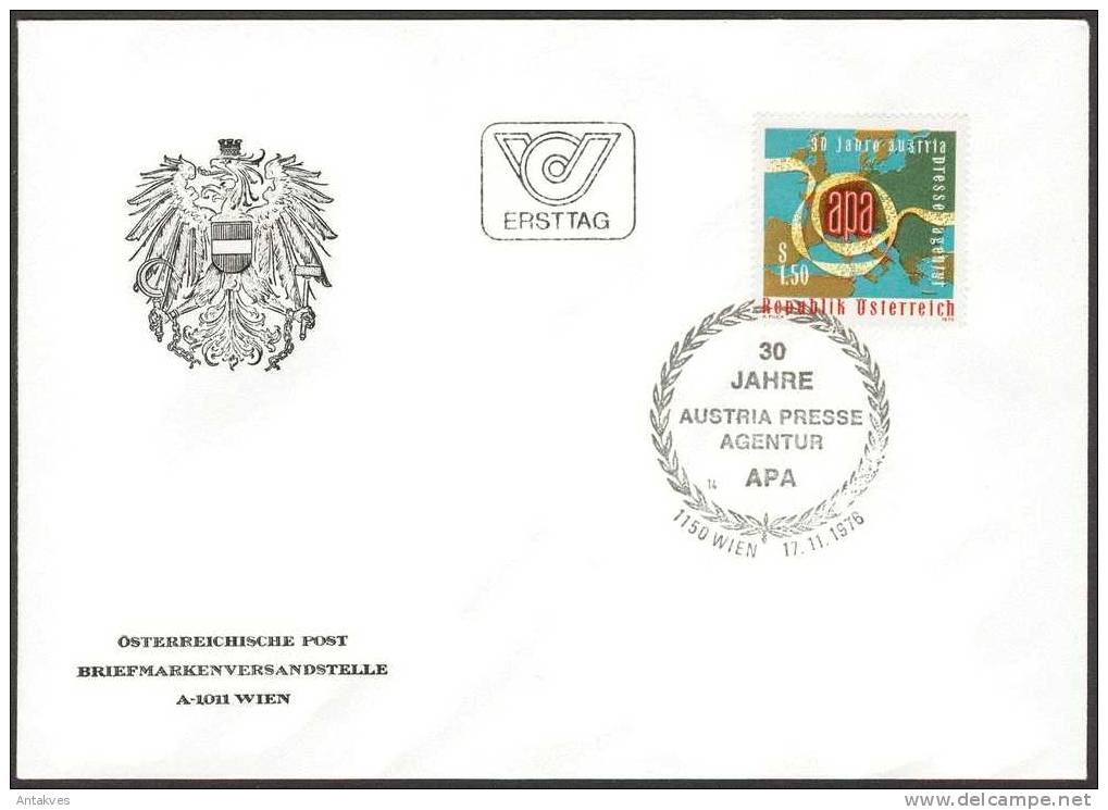 Austria Osterreich 1976 30 Jahre APA FDC - Lettres & Documents