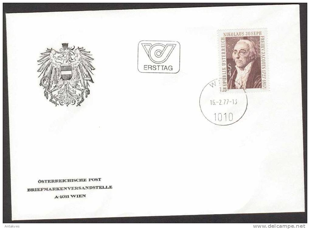 Austria Osterreich 1977 N.J.Freih.V. Jacouin FDC - Covers & Documents