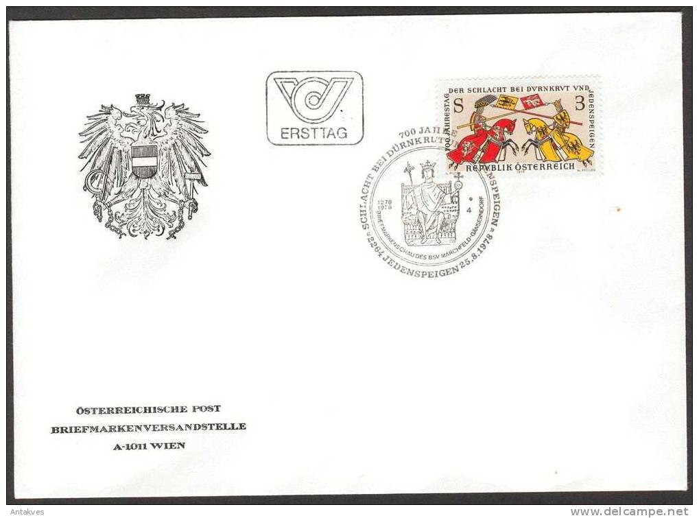 Austria Osterreich 1978 700 Jahre Schlacht Bei Durnkrut FDC - Lettres & Documents