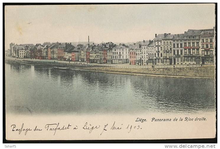 LIEGE Panorama De La Rive Droite Colorée 1903 Non Divisée - Liège