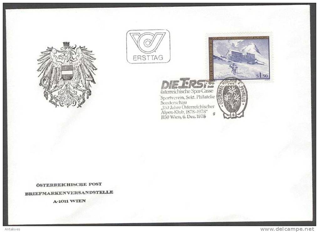 Austria Osterreich 1978 100 Jahre Alpenklub FDC - Cartas & Documentos