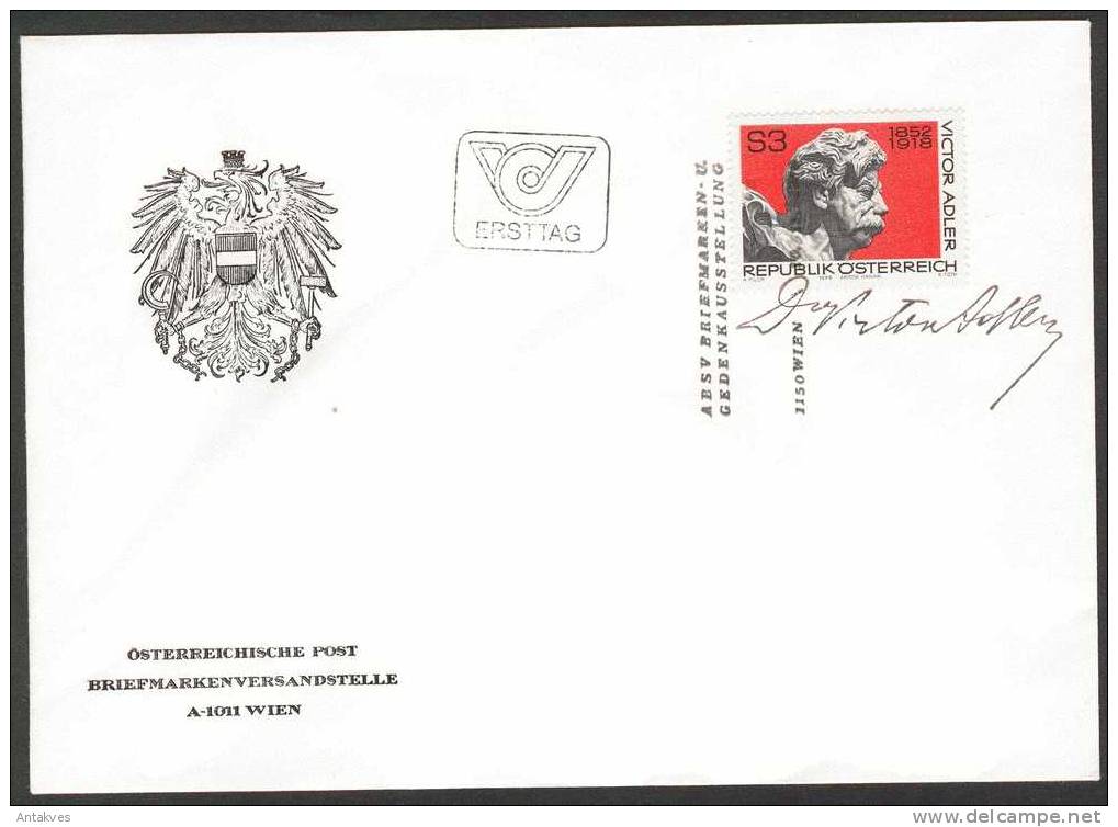 Austria Osterreich 1978 V. Adler FDC - Briefe U. Dokumente