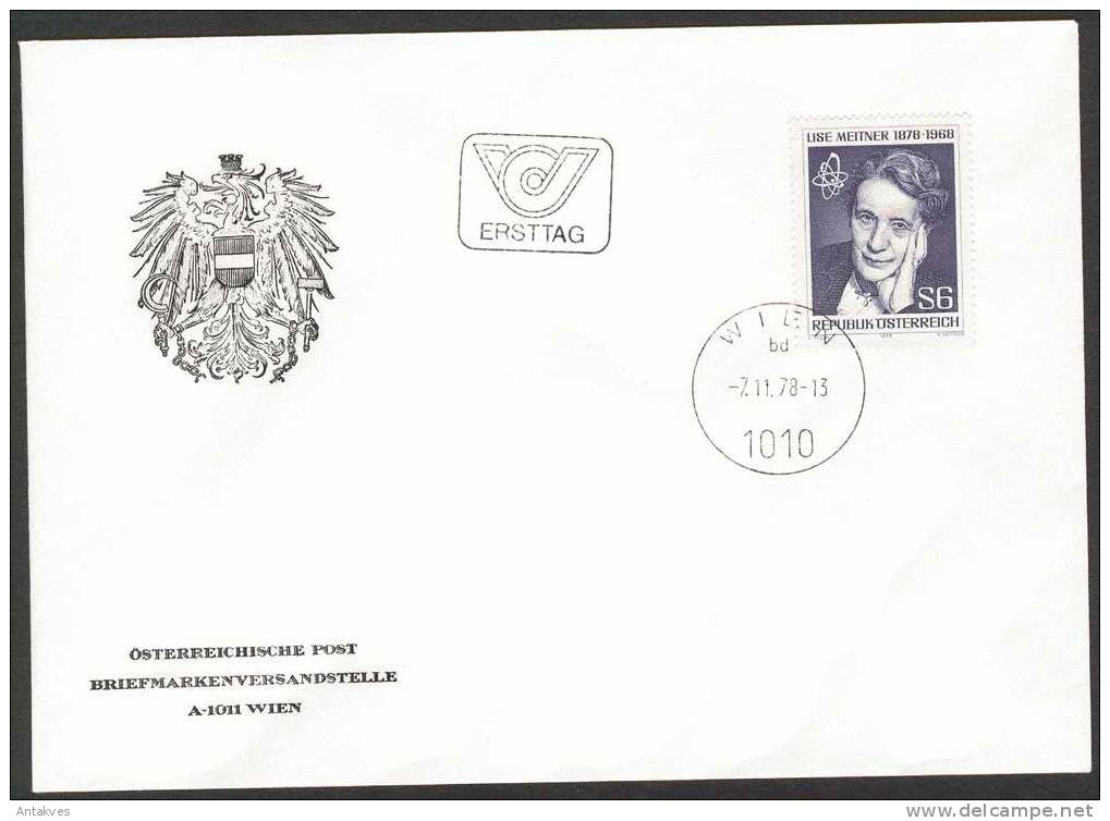 Austria Osterreich 1978 Lise Meitner FDC - Cartas & Documentos