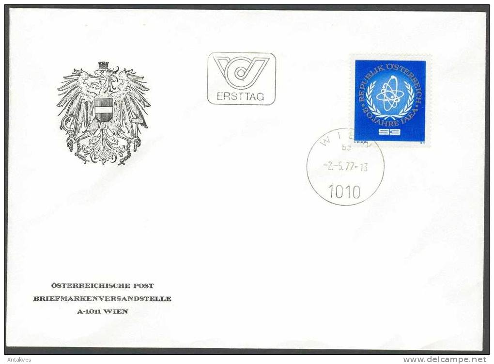 Austria Osterreich 1977 20 Jahre IAEA FDC - Brieven En Documenten