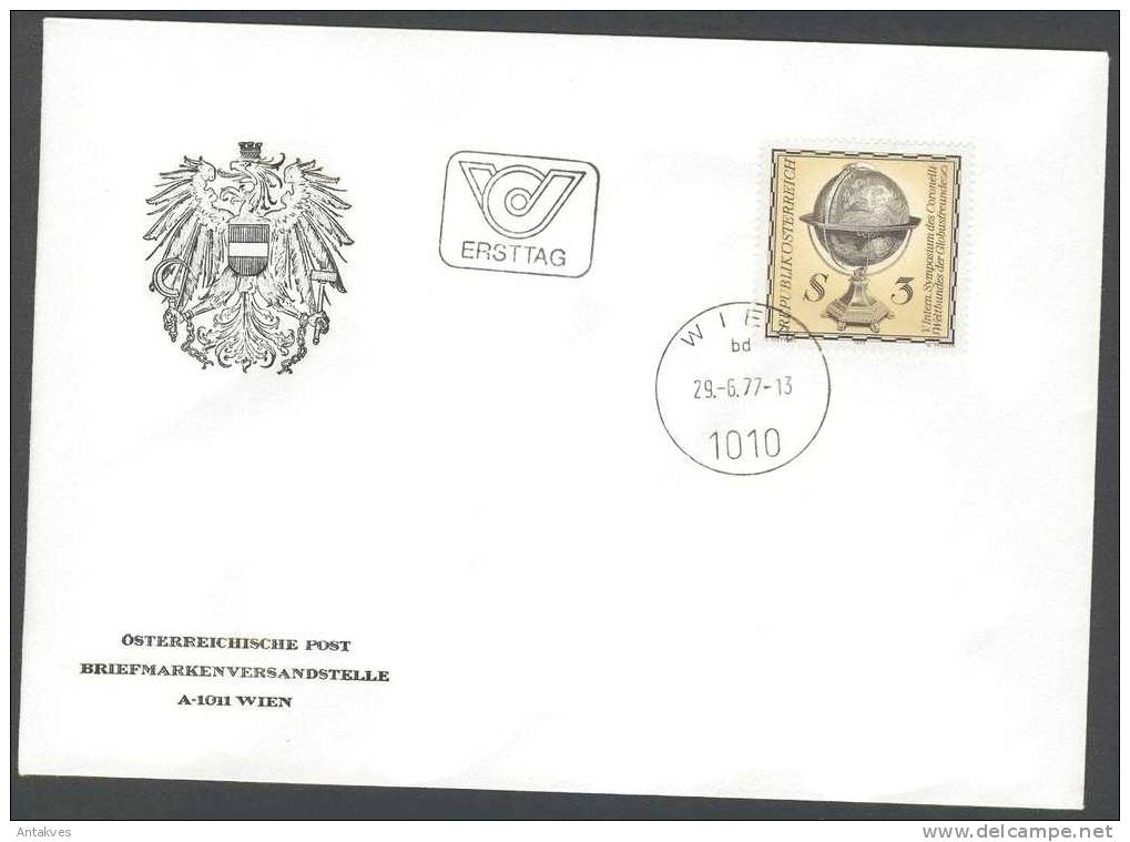 Austria Osterreich 1977 Globusfrende FDC - Cartas & Documentos